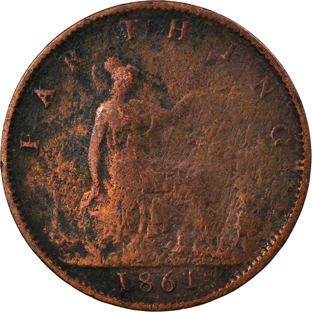 Monnaie, Grande-Bretagne, Victoria, Farthing, 1861, B+, Bronze, KM:747.2