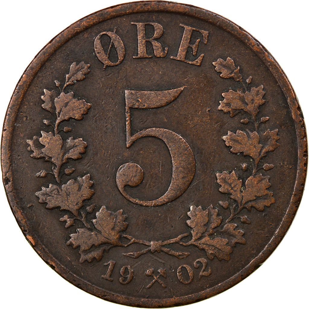 Coin, Norway, 5 Öre, 1902, EF(40-45), Bronze, KM:349