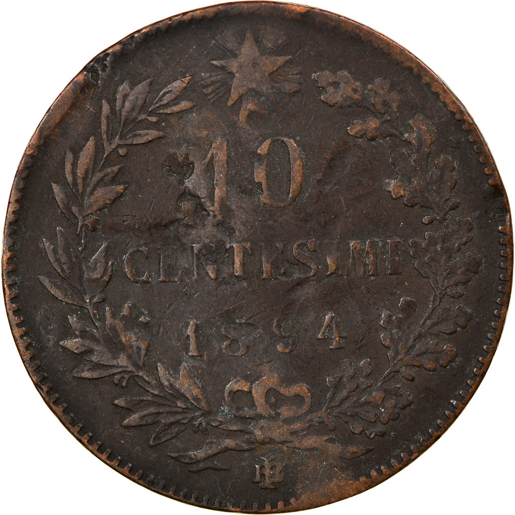 Moneda, Italia, Umberto I, 10 Centesimi, 1894, Birmingham, BC, Cobre, KM:27.1
