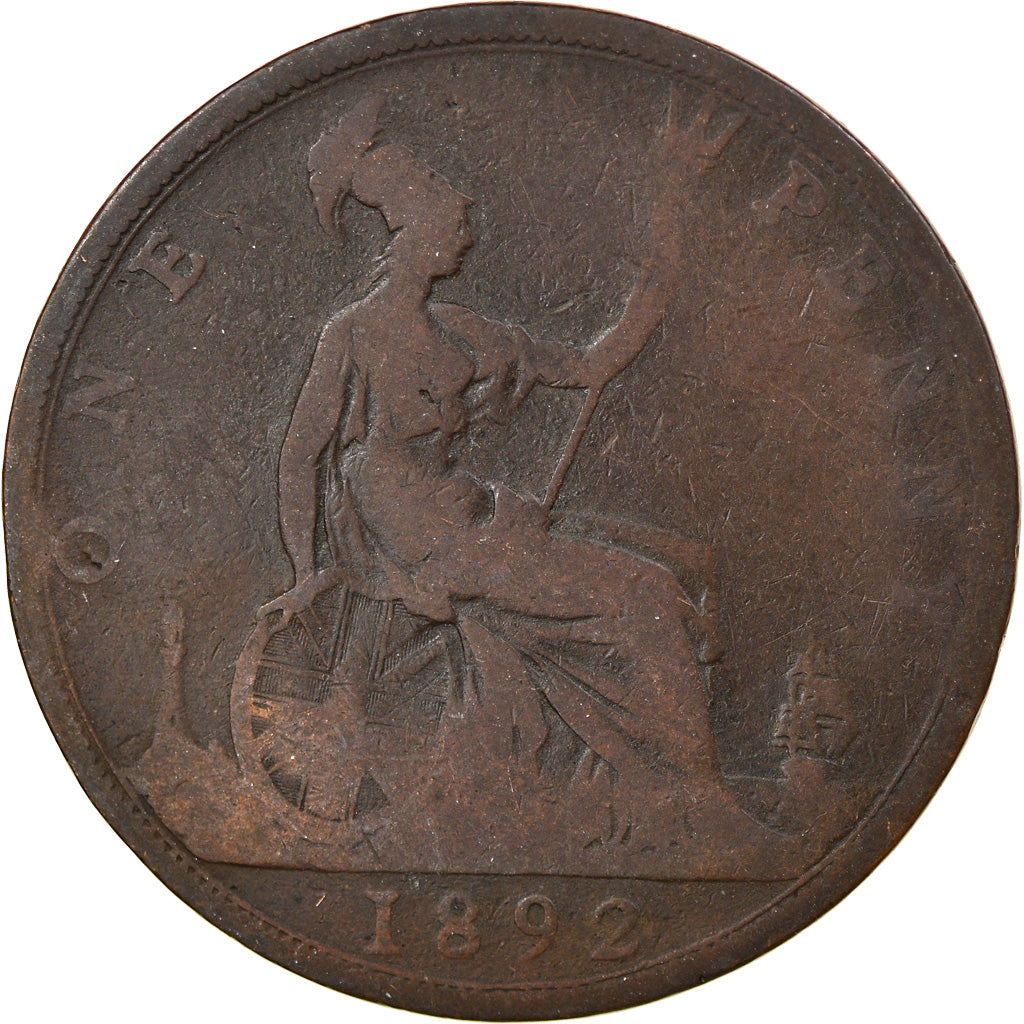 Coin, Great Britain, Victoria, Penny, 1892, F(12-15), Bronze, KM:755