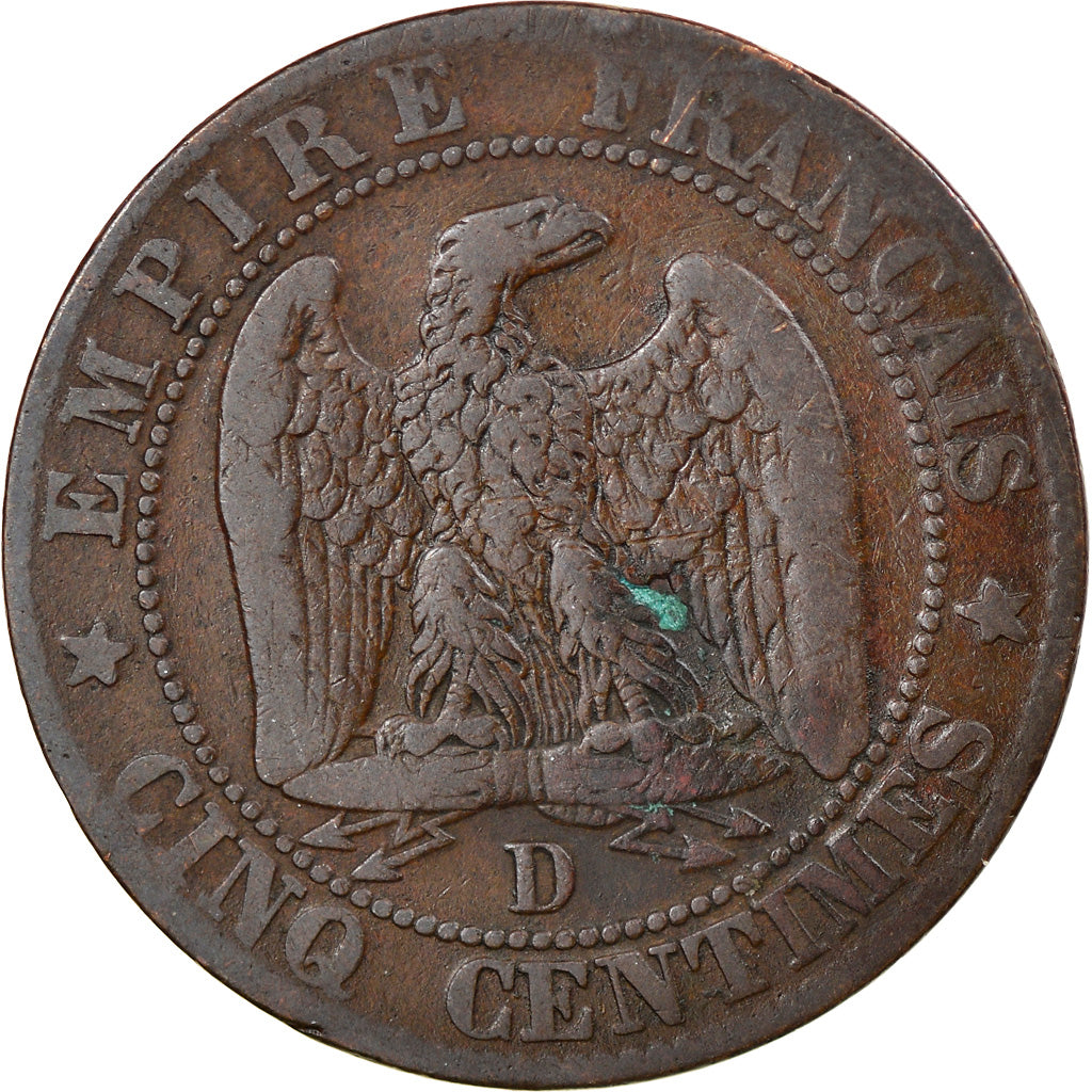 Moneda, Francia, Napoleon III, Napoléon III, 5 Centimes, 1856, Lyon, BC+