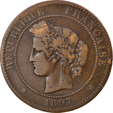 Moneta, Francia, Cérès, 10 Centimes, 1897, Paris, BB, Bronzo, KM:815.1