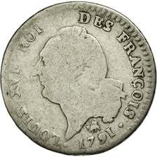 Munten, Frankrijk, 15 sols françois, 15 Sols, 1/8 ECU, 1791, Rouen, ZG+
