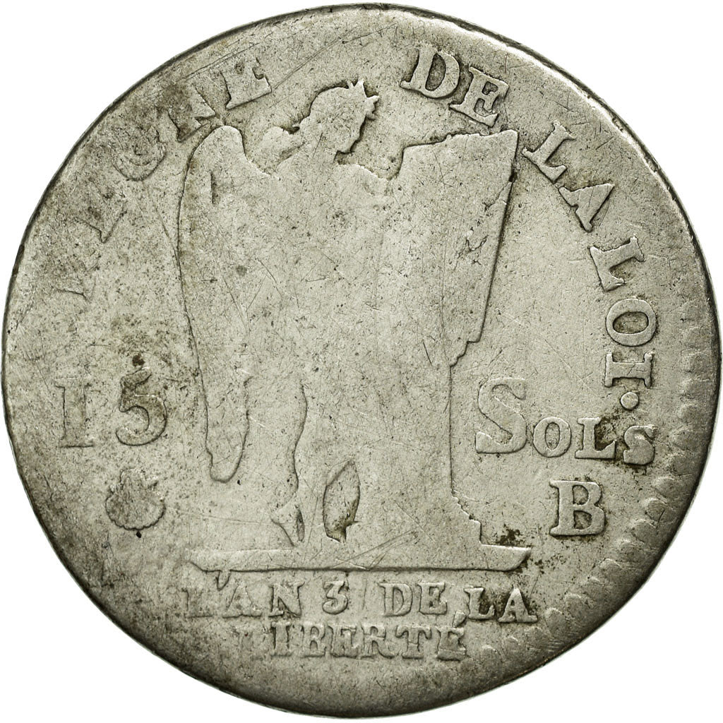 Munten, Frankrijk, 15 sols françois, 15 Sols, 1/8 ECU, 1791, Rouen, ZG+