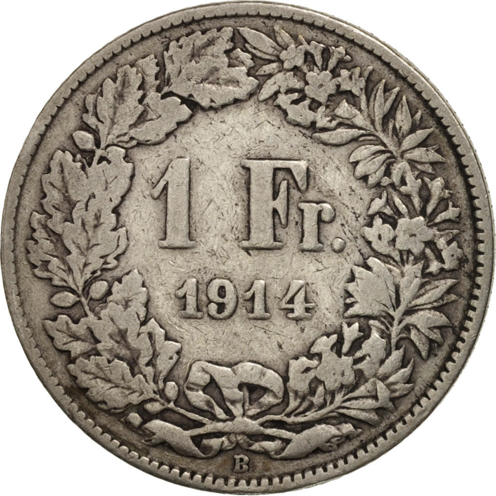 Schweiz, Franc, 1914, Bern, S+, Silber, KM:24