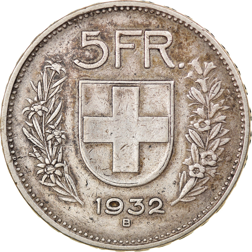 Coin, Switzerland, 5 Francs, 1932, Bern, VF(30-35), Silver, KM:40