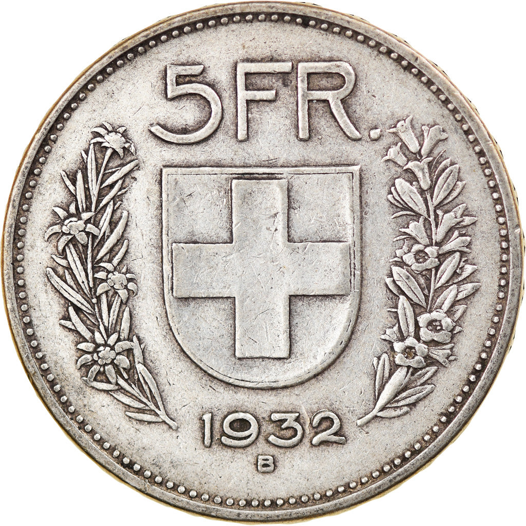 Coin, Switzerland, 5 Francs, 1932, Bern, VF(30-35), Silver, KM:40