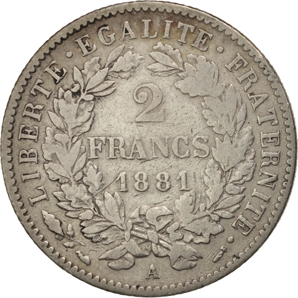 France, Cérès, 2 Francs, 1881, Paris, VF(30-35), Silver, KM:817.1