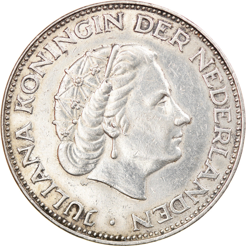Coin, Netherlands, Juliana, 2-1/2 Gulden, 1959, AU(50-53), Silver, KM:185