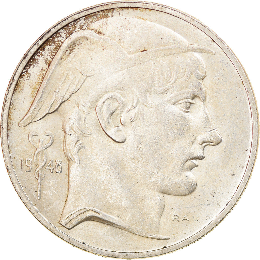 Coin, Belgium, 50 Francs, 50 Frank, 1948, AU(50-53), Silver, KM:136.1