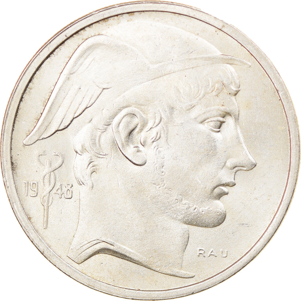 Coin, Belgium, 50 Francs, 50 Frank, 1948, AU(50-53), Silver, KM:137
