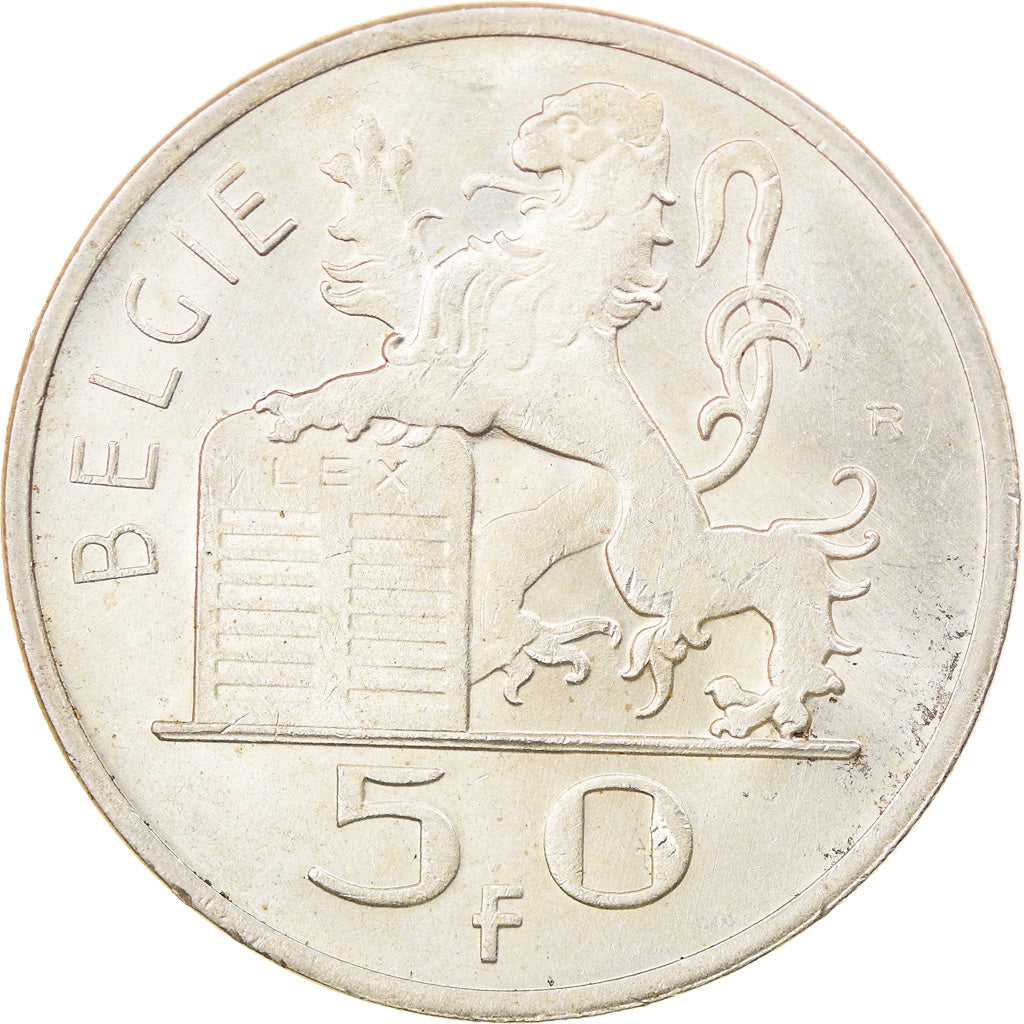 Coin, Belgium, 50 Francs, 50 Frank, 1948, AU(50-53), Silver, KM:137