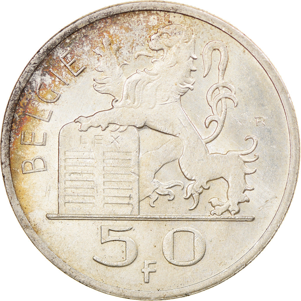 Coin, Belgium, 50 Francs, 50 Frank, 1948, EF(40-45), Silver, KM:137