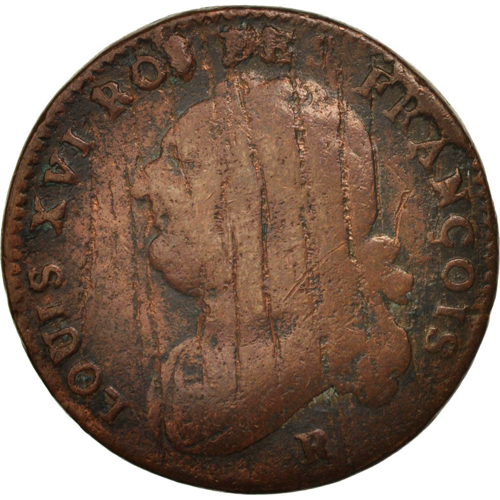 France, 12 deniers françois, 1791, Orléans, TB, Bronze, KM:600.14, Gad 15