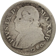 ITALIAN STATES, PAPAL STATES, Pius IX, 10 Soldi, 1869, F(12-15), KM 1386.1