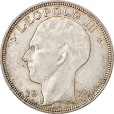 Coin, Belgium, 20 Francs, 20 Frank, 1934, EF(40-45), Silver, KM:105