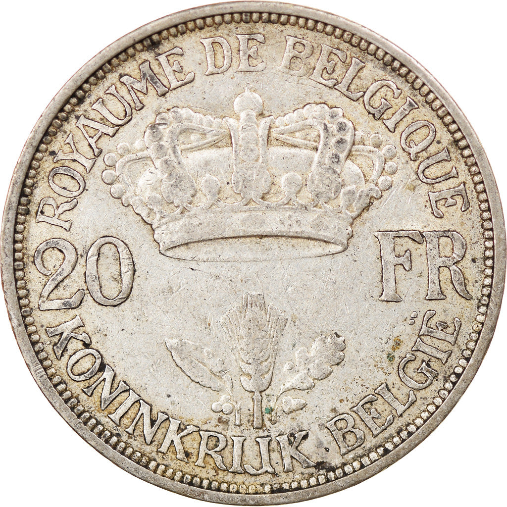 Coin, Belgium, 20 Francs, 20 Frank, 1934, EF(40-45), Silver, KM:105