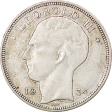 Coin, Belgium, 20 Francs, 20 Frank, 1934, EF(40-45), Silver, KM:105