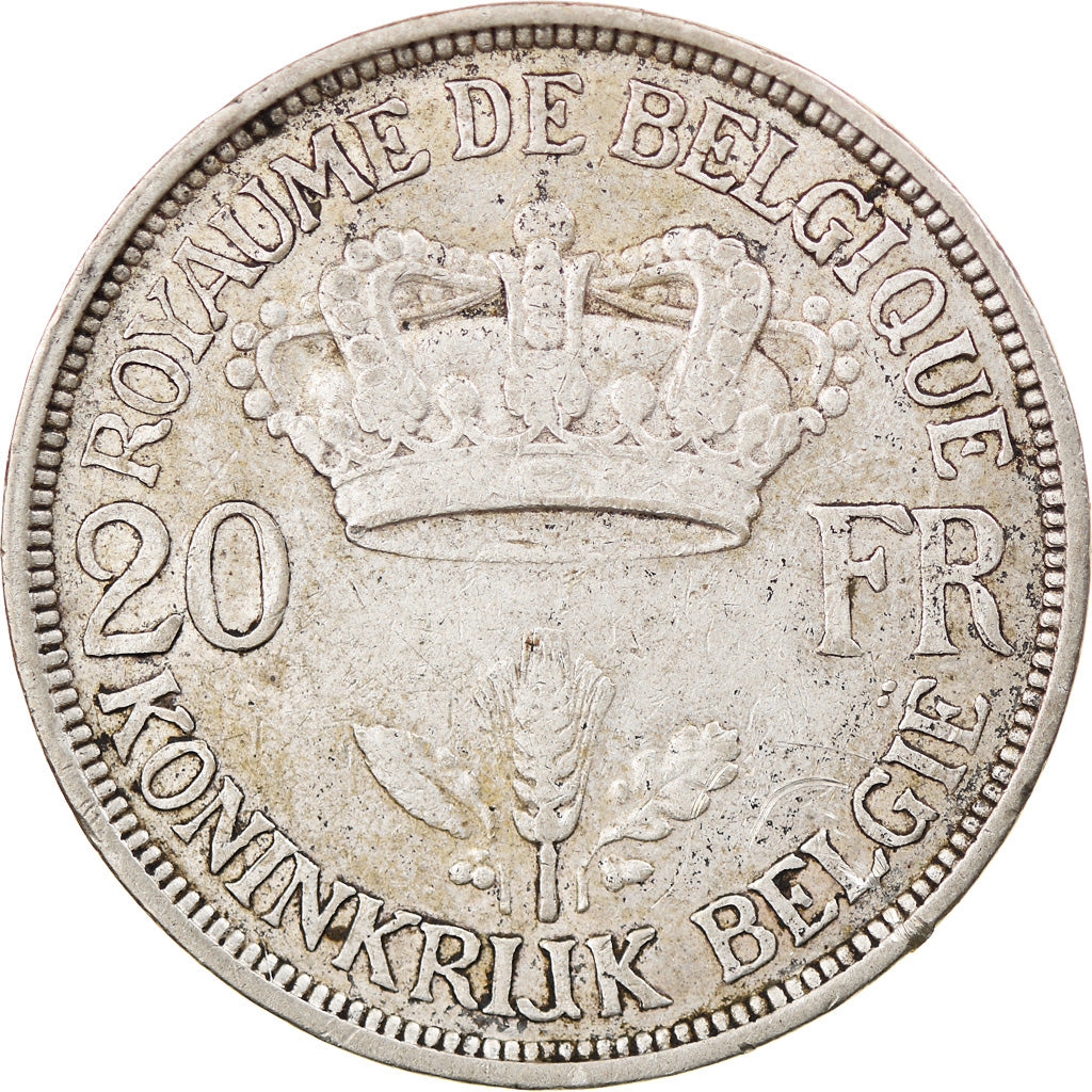 Coin, Belgium, 20 Francs, 20 Frank, 1934, EF(40-45), Silver, KM:105