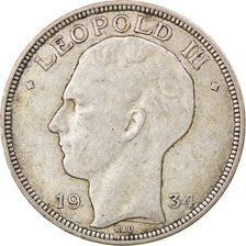 Moneta, Belgio, 20 Francs, 20 Frank, 1934, MB+, Argento, KM:105