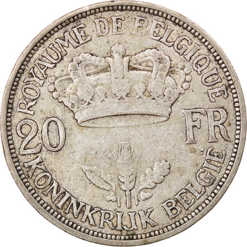 Coin, Belgium, 20 Francs, 20 Frank, 1934, VF(30-35), Silver, KM:105