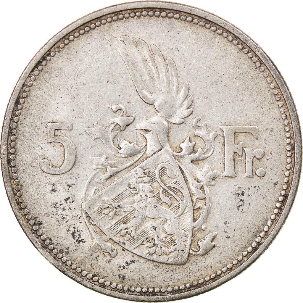 Coin, Luxembourg, Charlotte, 5 Francs, 1929, EF(40-45), Silver, KM:38