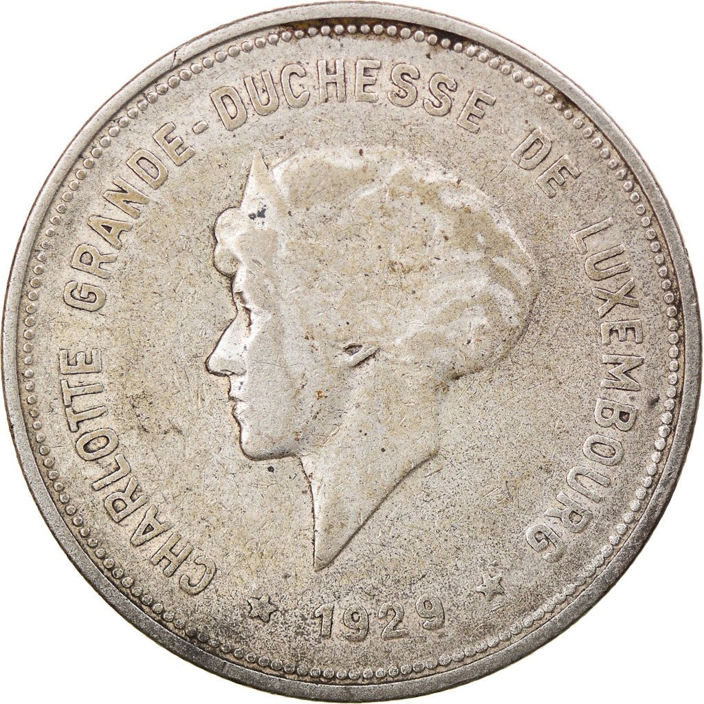 Coin, Luxembourg, Charlotte, 5 Francs, 1929, EF(40-45), Silver, KM:38
