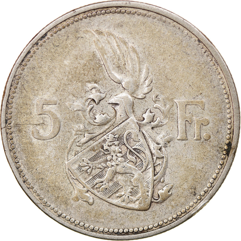 Coin, Luxembourg, Charlotte, 5 Francs, 1929, EF(40-45), Silver, KM:38