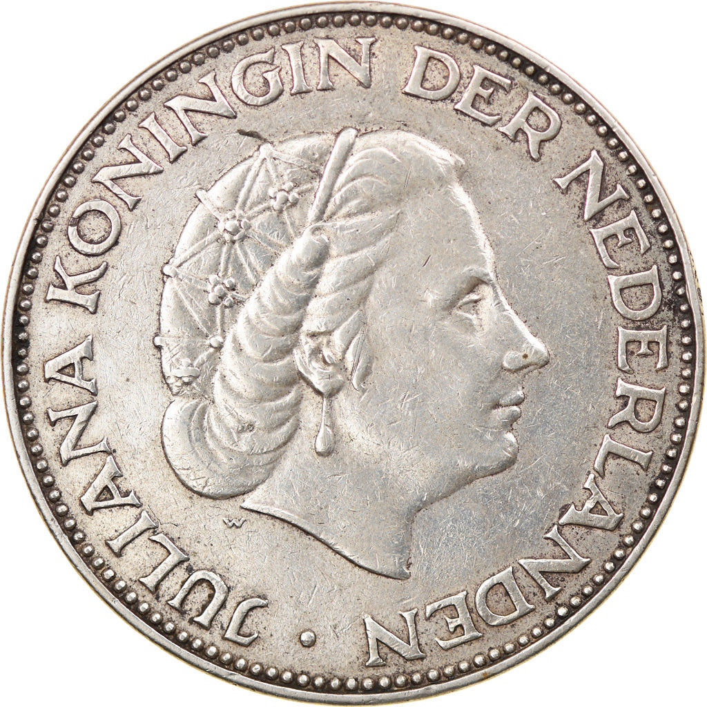 Münze, Niederlande, Juliana, 2-1/2 Gulden, 1959, SS+, Silber, KM:185