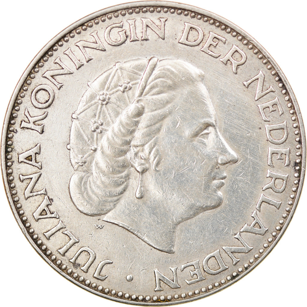 Coin, Netherlands, Juliana, 2-1/2 Gulden, 1959, EF(40-45), Silver, KM:185