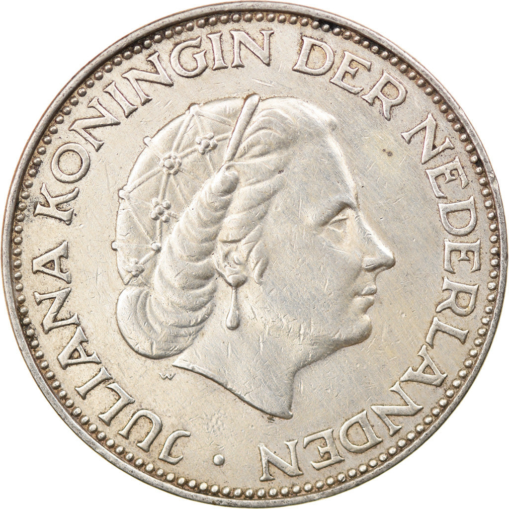 Moeda, Países Baixos, Juliana, 2-1/2 Gulden, 1960, AU(50-53), Prata, KM:185