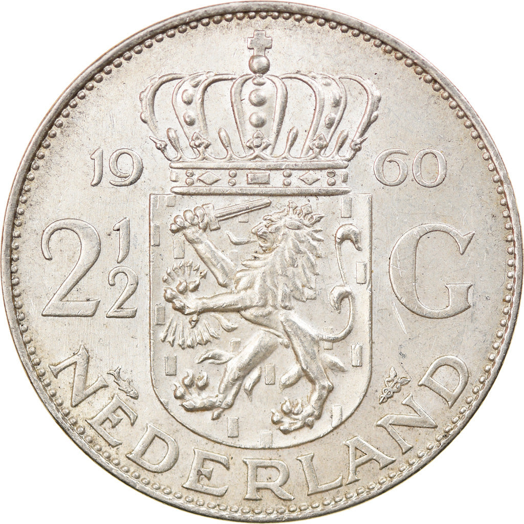 Monnaie, Pays-Bas, Juliana, 2-1/2 Gulden, 1960, TTB+, Argent, KM:185