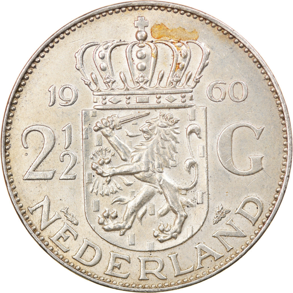 Monnaie, Pays-Bas, Juliana, 2-1/2 Gulden, 1960, TTB+, Argent, KM:185