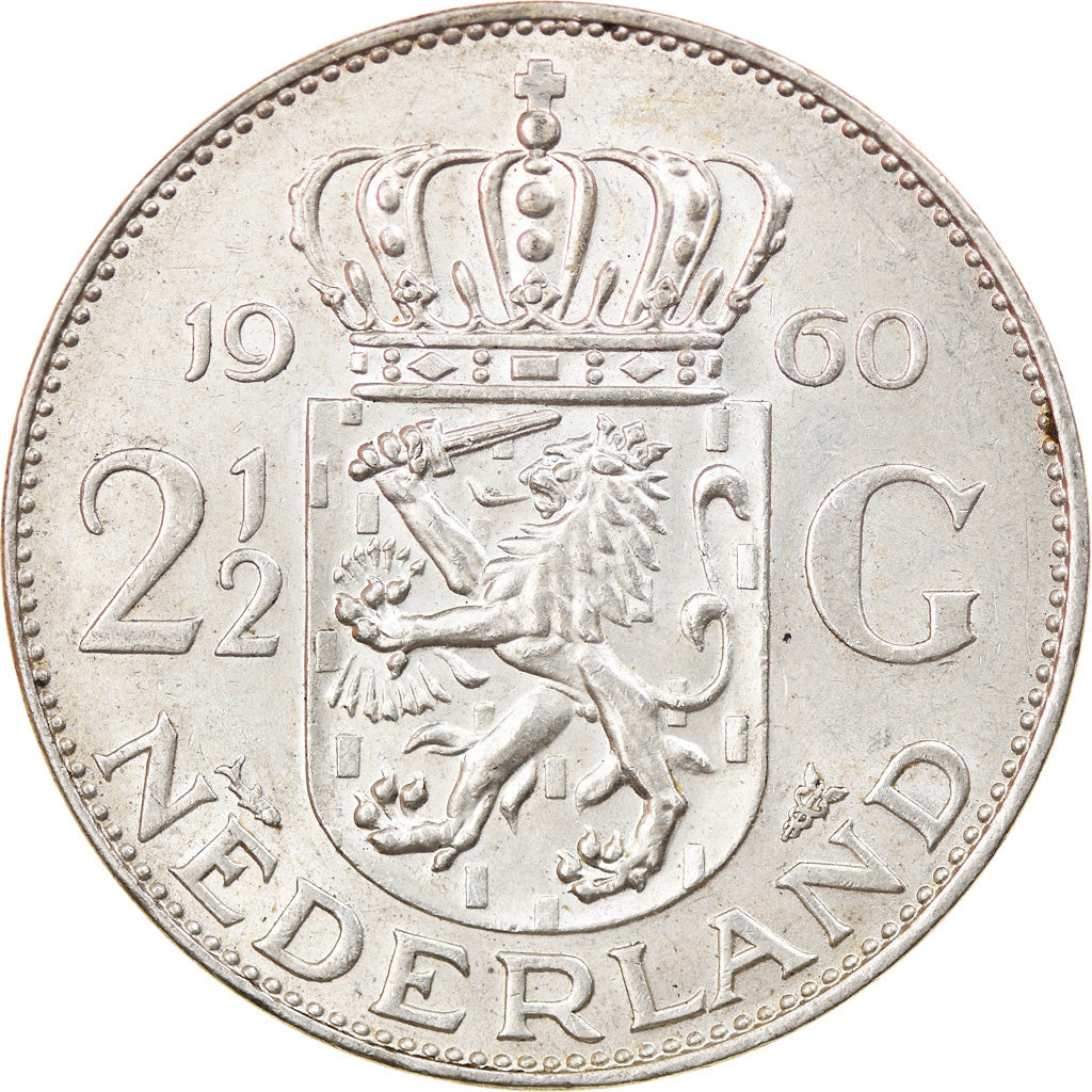 Monnaie, Pays-Bas, Juliana, 2-1/2 Gulden, 1960, TTB, Argent, KM:185