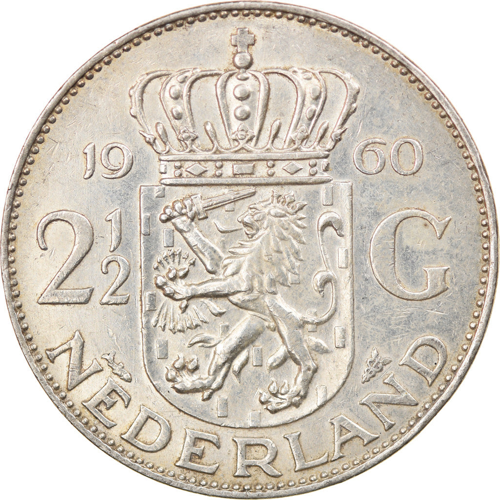 Monnaie, Pays-Bas, Juliana, 2-1/2 Gulden, 1960, TTB, Argent, KM:185