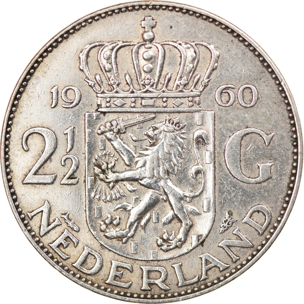 Monnaie, Pays-Bas, Juliana, 2-1/2 Gulden, 1960, TTB, Argent, KM:185