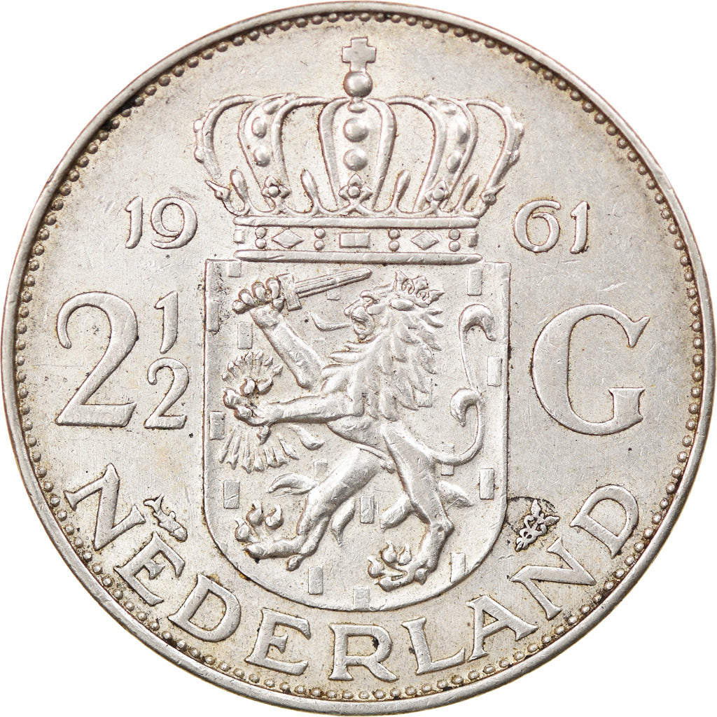 Monnaie, Pays-Bas, Juliana, 2-1/2 Gulden, 1961, TTB+, Argent, KM:185