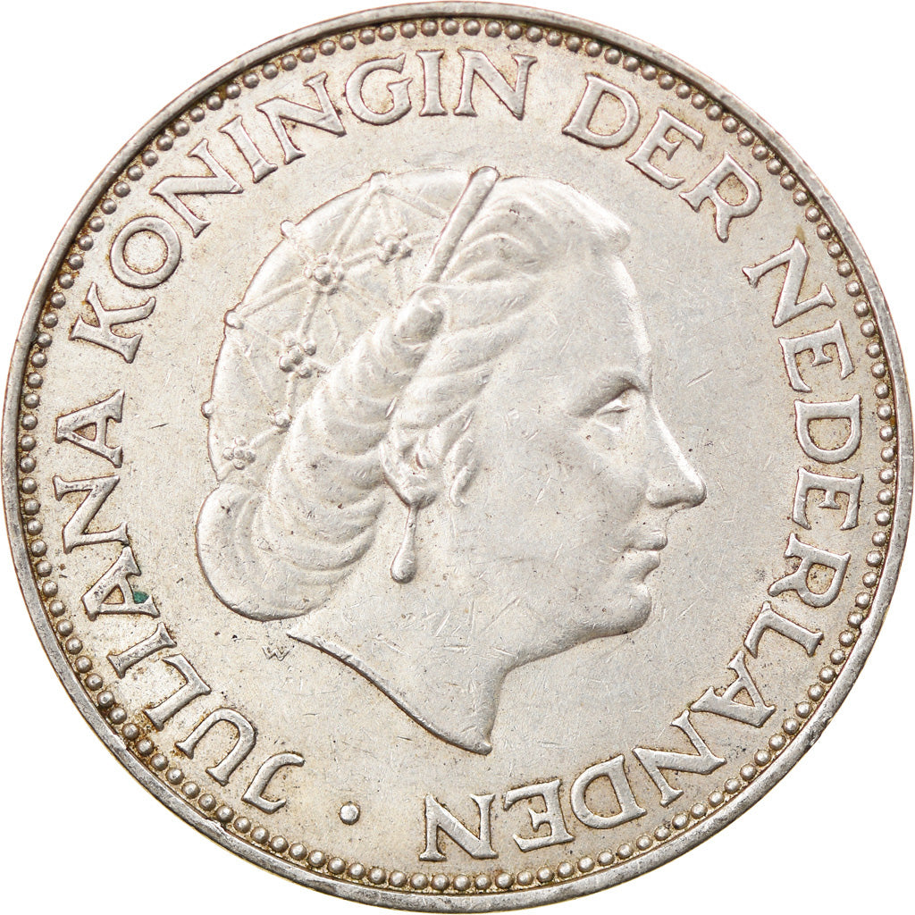 Moneta, Holandia, Juliana, 2-1/2 Gulden, 1961, EF(40-45), Srebro, KM:185
