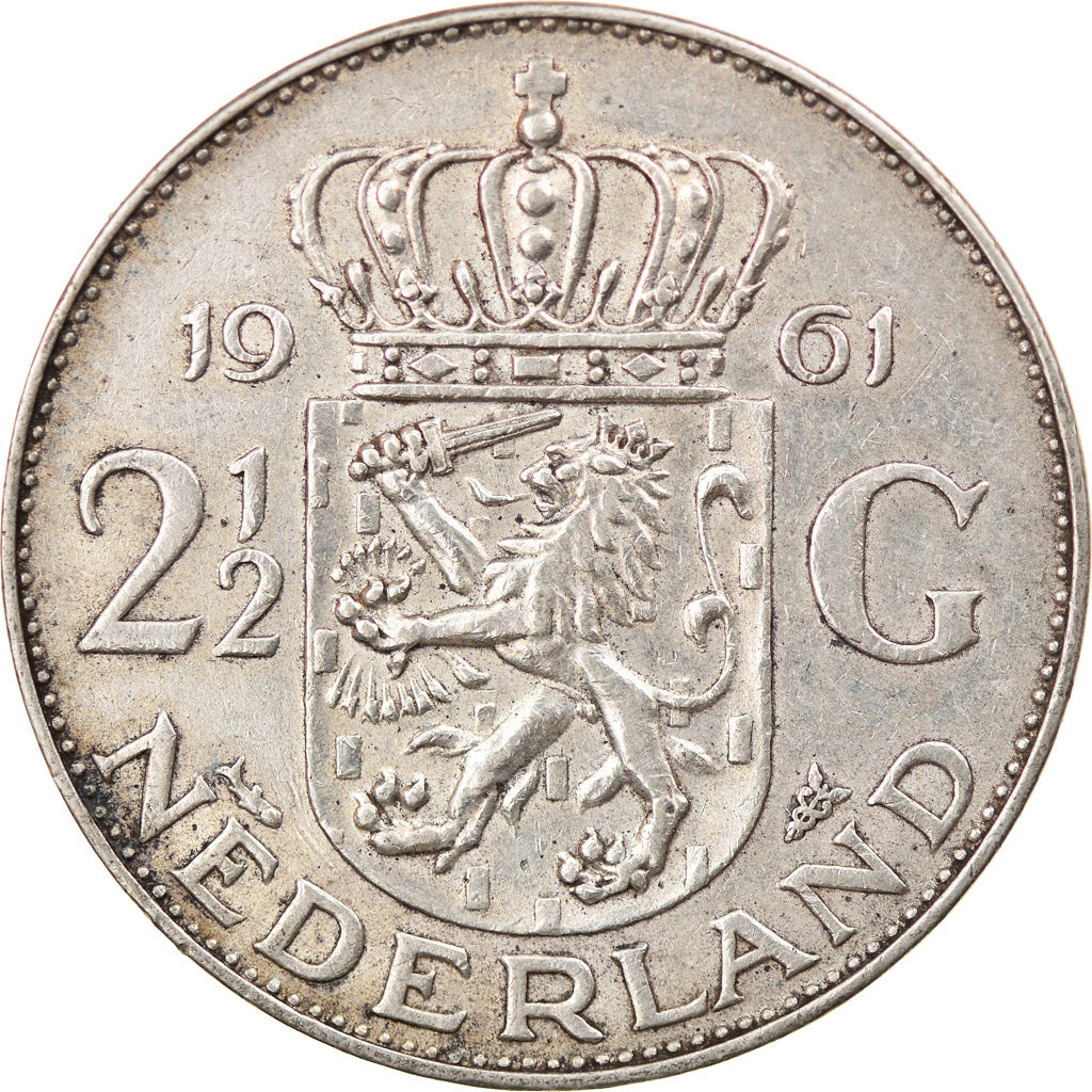 Moneta, Paesi Bassi, Juliana, 2-1/2 Gulden, 1961, BB, Argento, KM:185