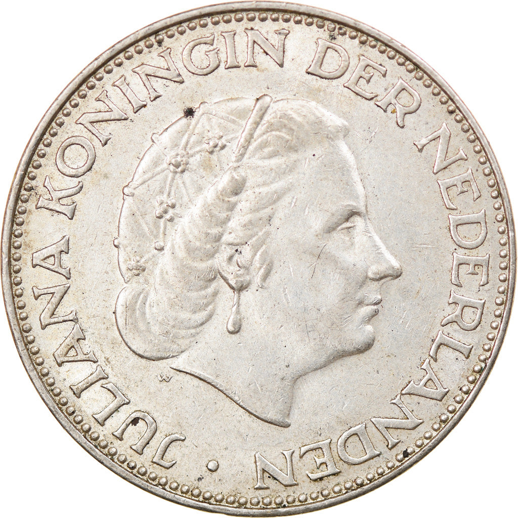 Coin, Netherlands, Juliana, 2-1/2 Gulden, 1961, EF(40-45), Silver, KM:185