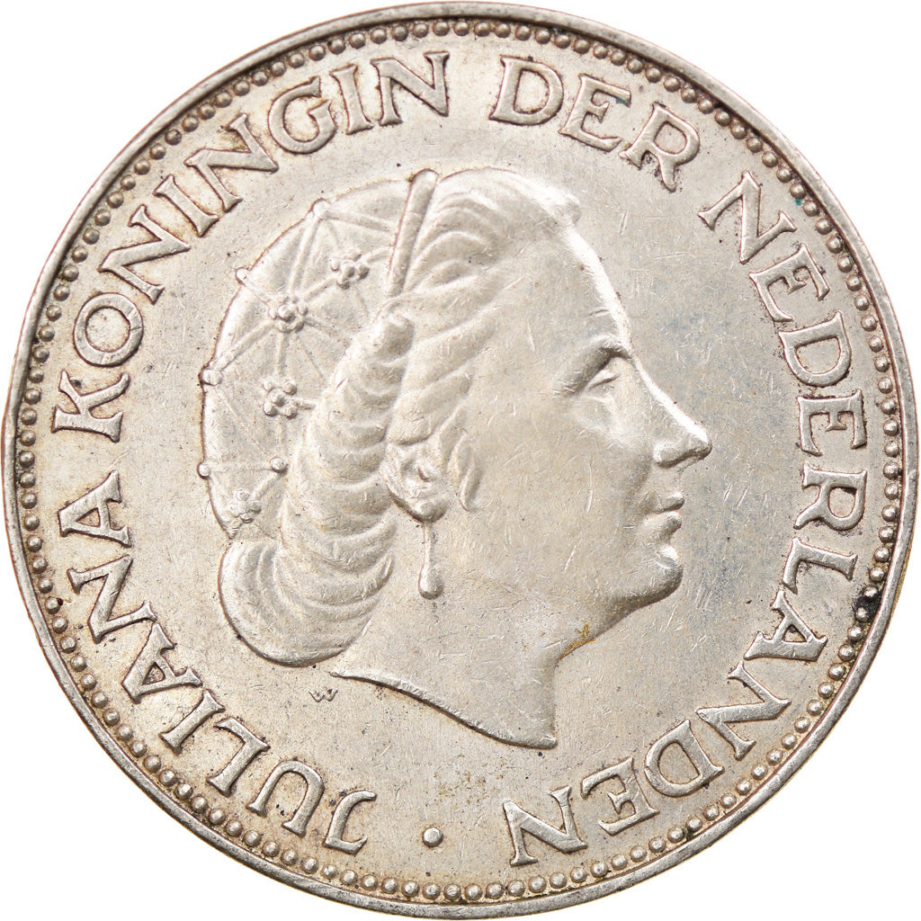 Coin, Netherlands, Juliana, 2-1/2 Gulden, 1961, EF(40-45), Silver, KM:185