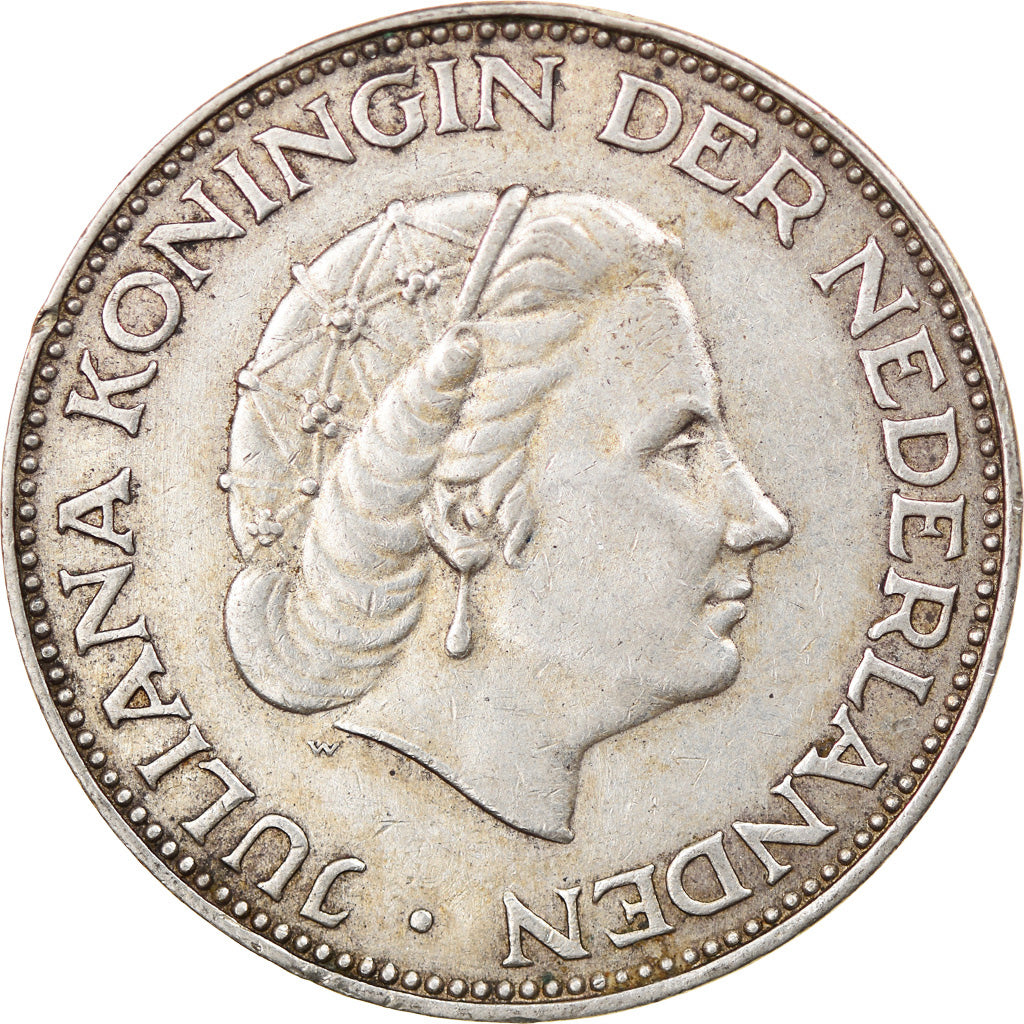Coin, Netherlands, Juliana, 2-1/2 Gulden, 1961, EF(40-45), Silver, KM:185