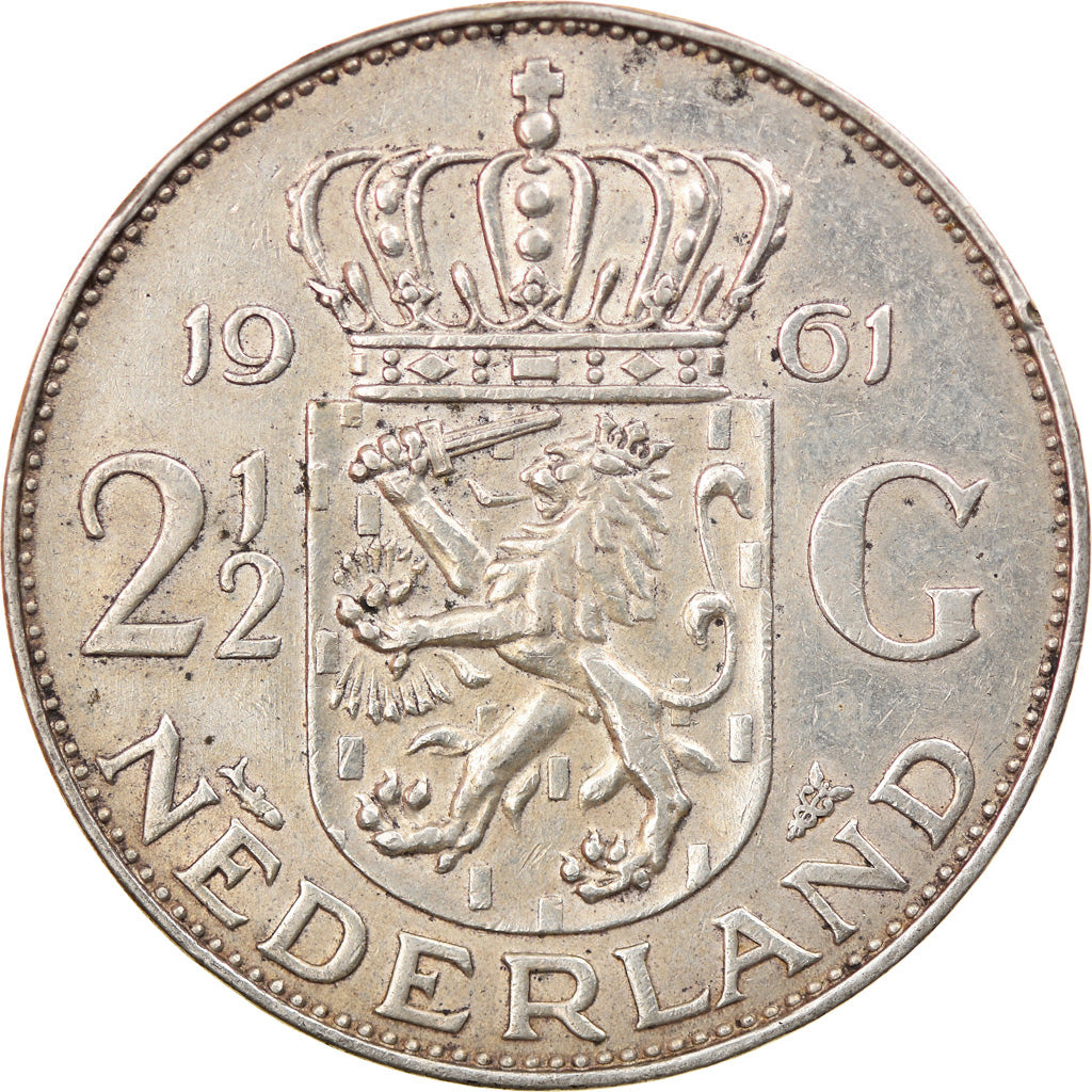 Monnaie, Pays-Bas, Juliana, 2-1/2 Gulden, 1961, TTB, Argent, KM:185