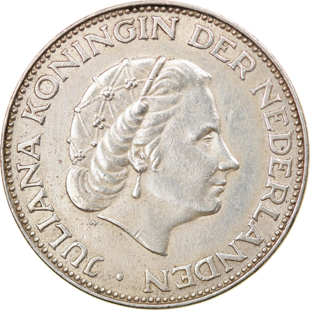 Münze, Niederlande, Juliana, 2-1/2 Gulden, 1962, SS+, Silber, KM:185