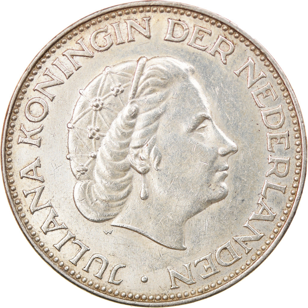 Coin, Netherlands, Juliana, 2-1/2 Gulden, 1962, EF(40-45), Silver, KM:185
