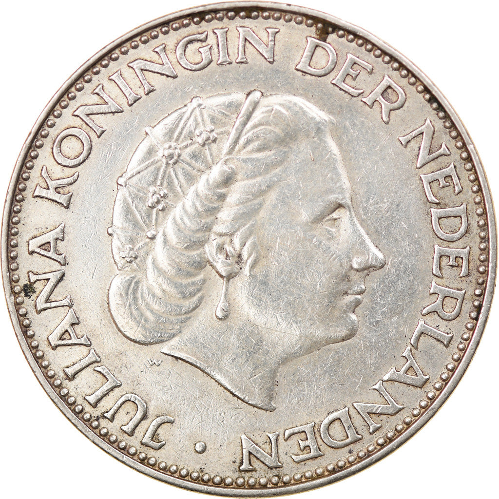 Coin, Netherlands, Juliana, 2-1/2 Gulden, 1963, EF(40-45), Silver, KM:185