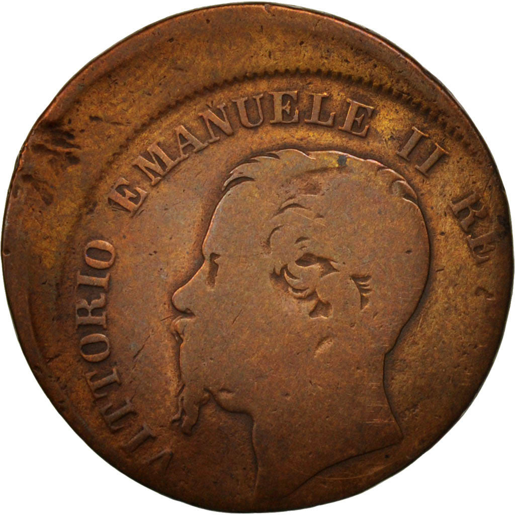 Italy, Vittorio Emanuele II, 5 Centesimi, 1862, Naples, VF(20-25),Copper,KM 3.3.