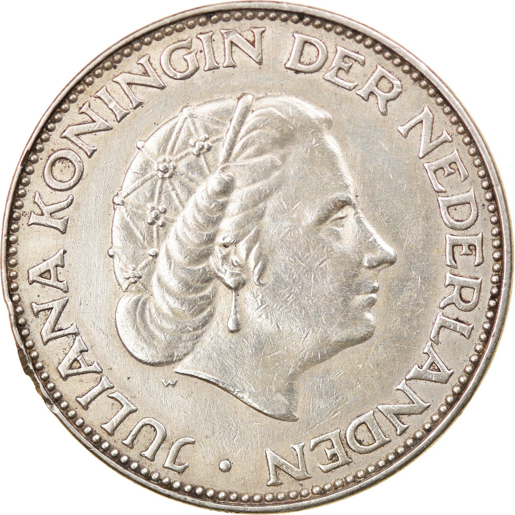 Coin, Netherlands, Juliana, 2-1/2 Gulden, 1964, EF(40-45), Silver, KM:185