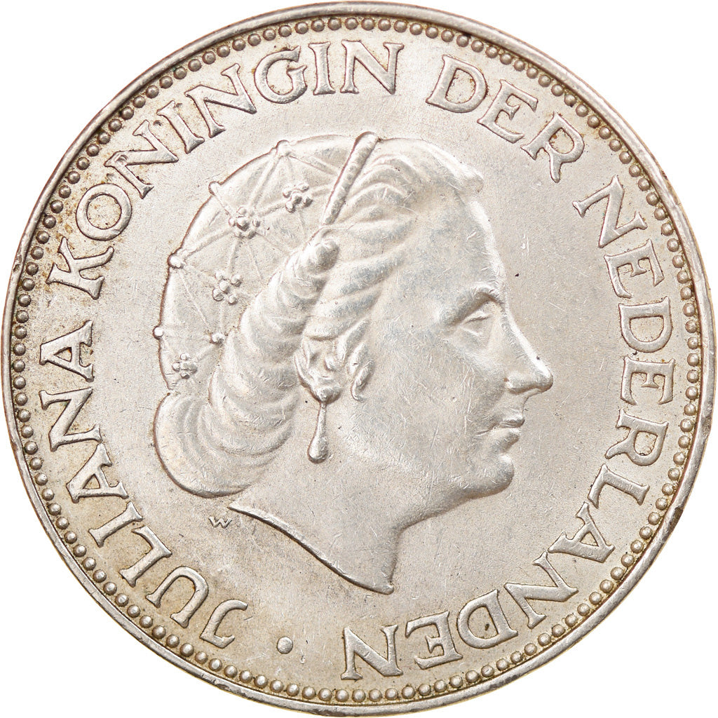 Moneda, Países Bajos, Juliana, 2-1/2 Gulden, 1966, MBC+, Plata, KM:185