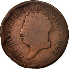 Estados italianos, NAPLES, Ferdinando IV, 8 Tornesi, 1816, BC+, Cobre, KM:272